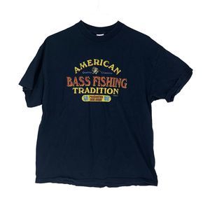 Men’s XL American Bass Fishing T-Shirt, Tennessee River Tag denim Blue